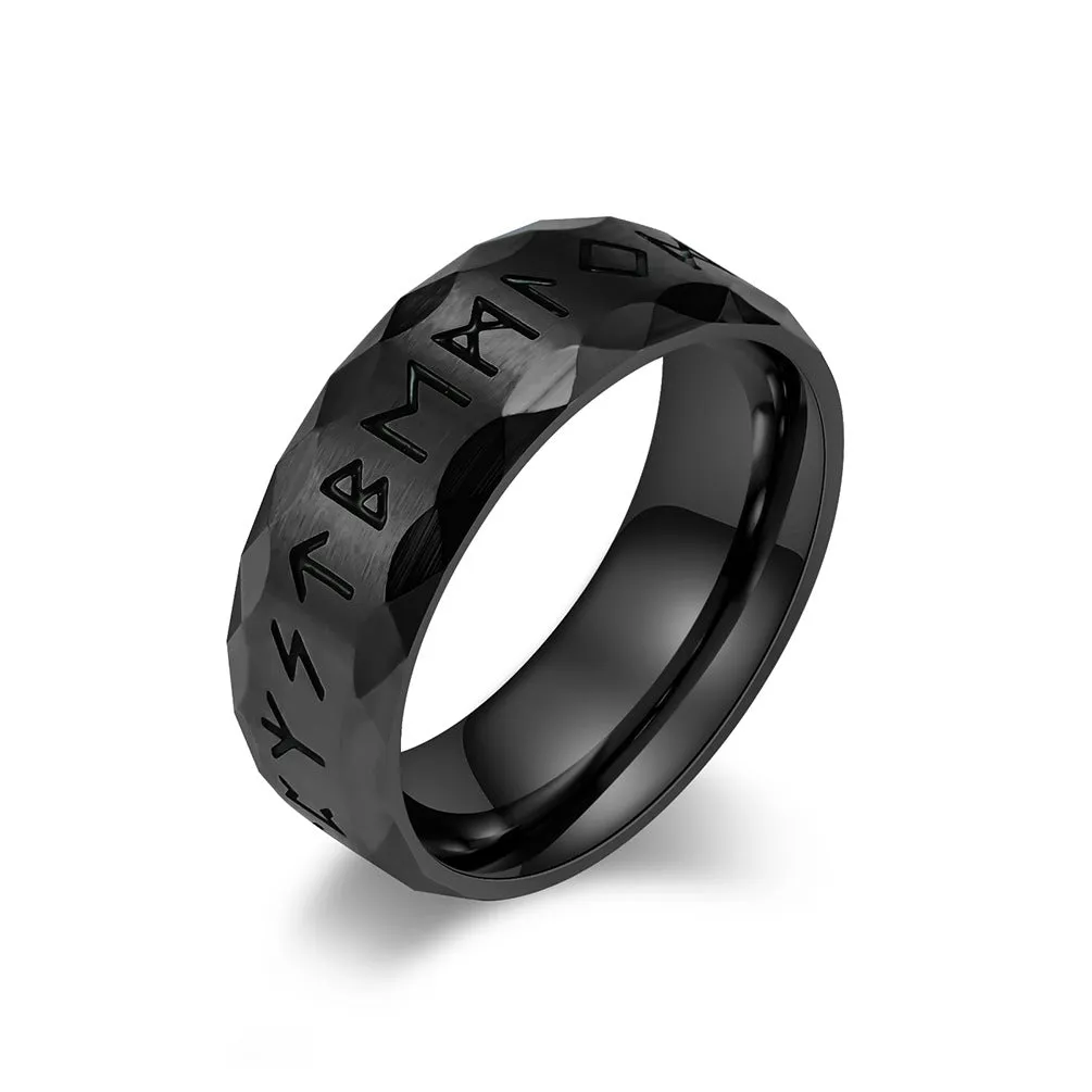 Vintage Viking Text Rune Rune Titanium Steel Ring