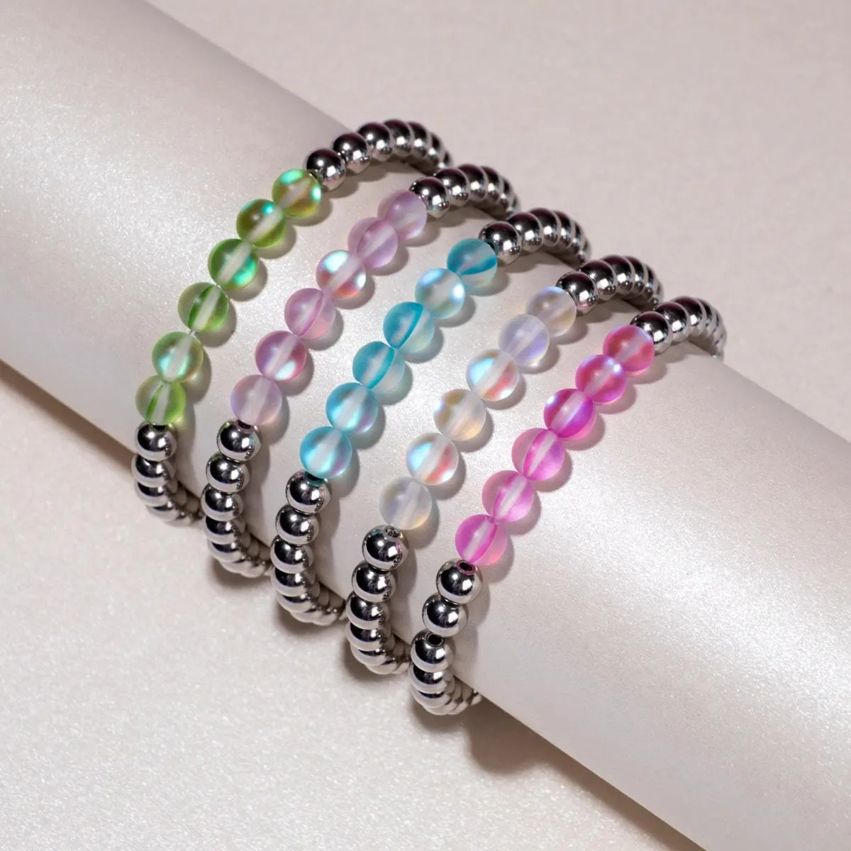 Violet | Silver | Mermaid Glass Expression Bracelet