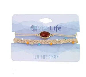 Viva Life - Faceted Glass & Seedbead Bracelets Set of 2