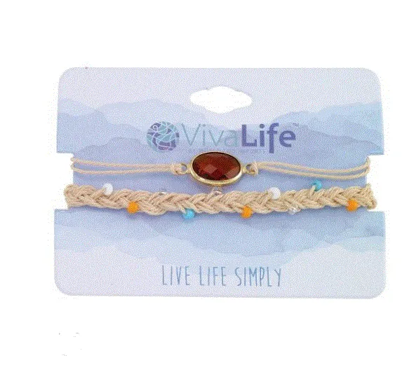 Viva Life - Faceted Glass & Seedbead Bracelets Set of 2
