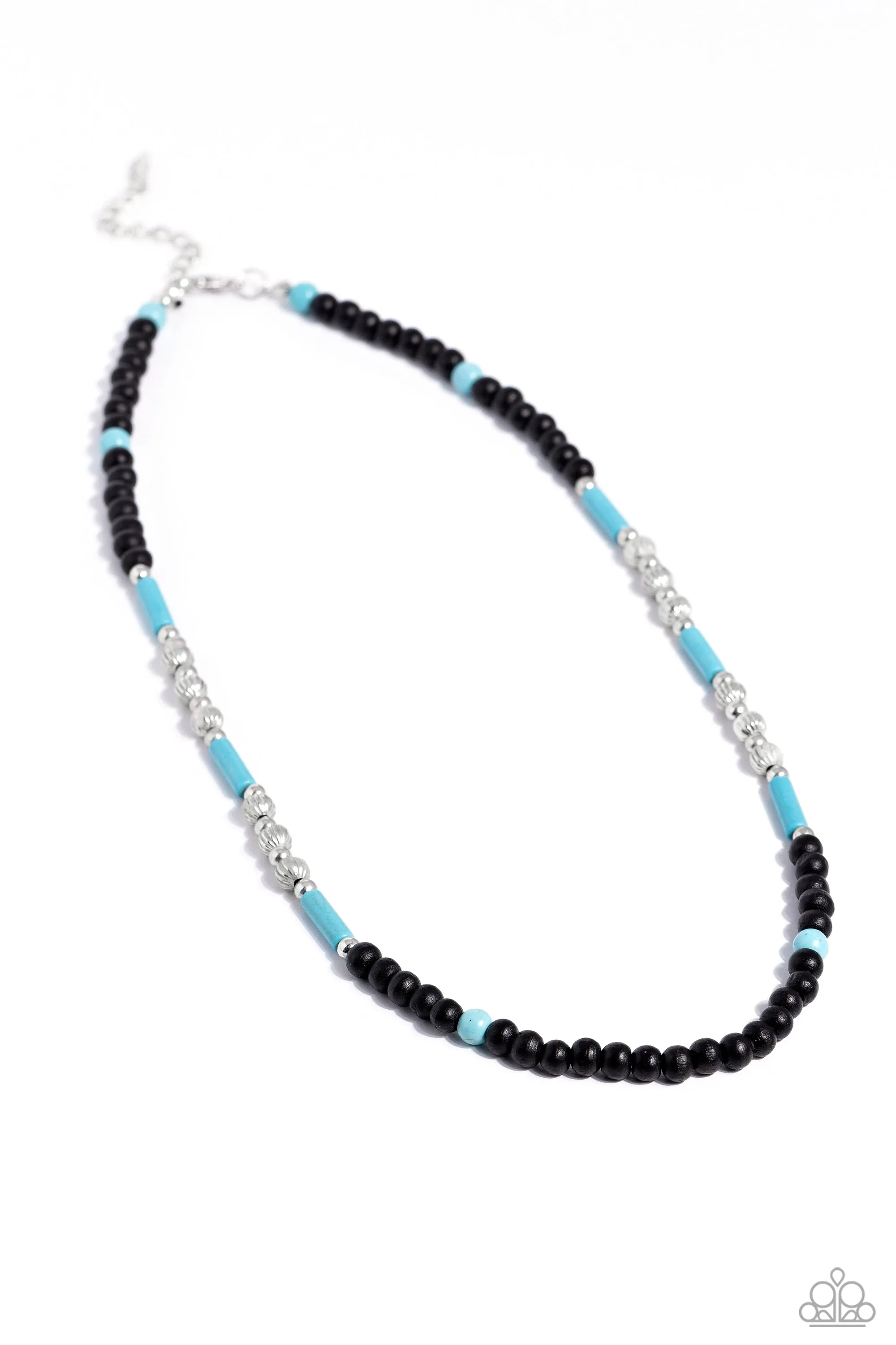 Volcanic Valiance - Blue - Bead and Stone Paparazzi Short Urban Necklace
