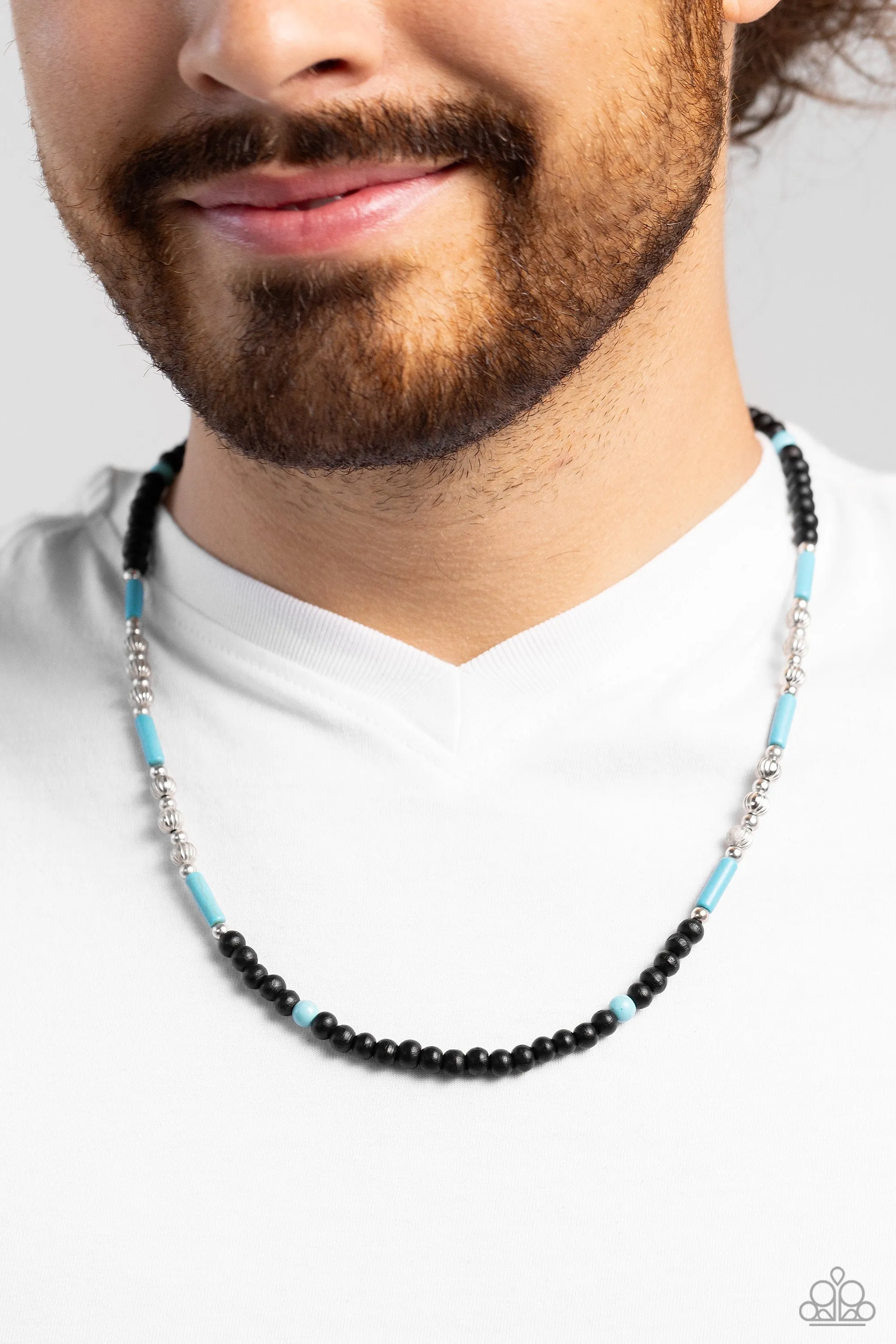 Volcanic Valiance - Blue - Bead and Stone Paparazzi Short Urban Necklace