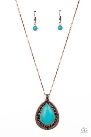 Western Wilderness - Copper - Turquoise Teardrop Stone Paparazzi Short Necklace