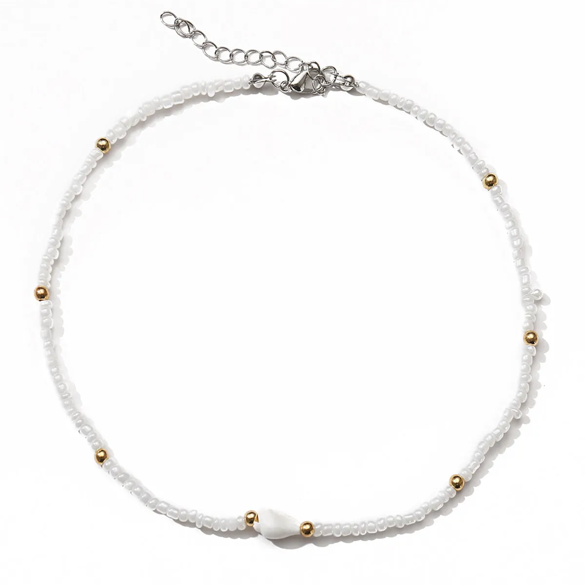 White Howlite & Two Tone Beaded Station Necklace