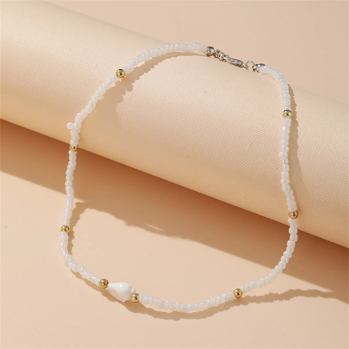 White Howlite & Two Tone Beaded Station Necklace