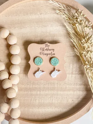 White Pearl WV   Mint Druzy Studs