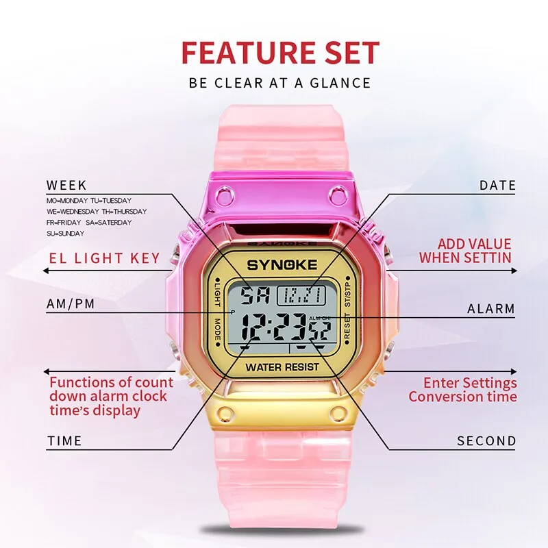 Women's Gradient Color LED Sports Watches