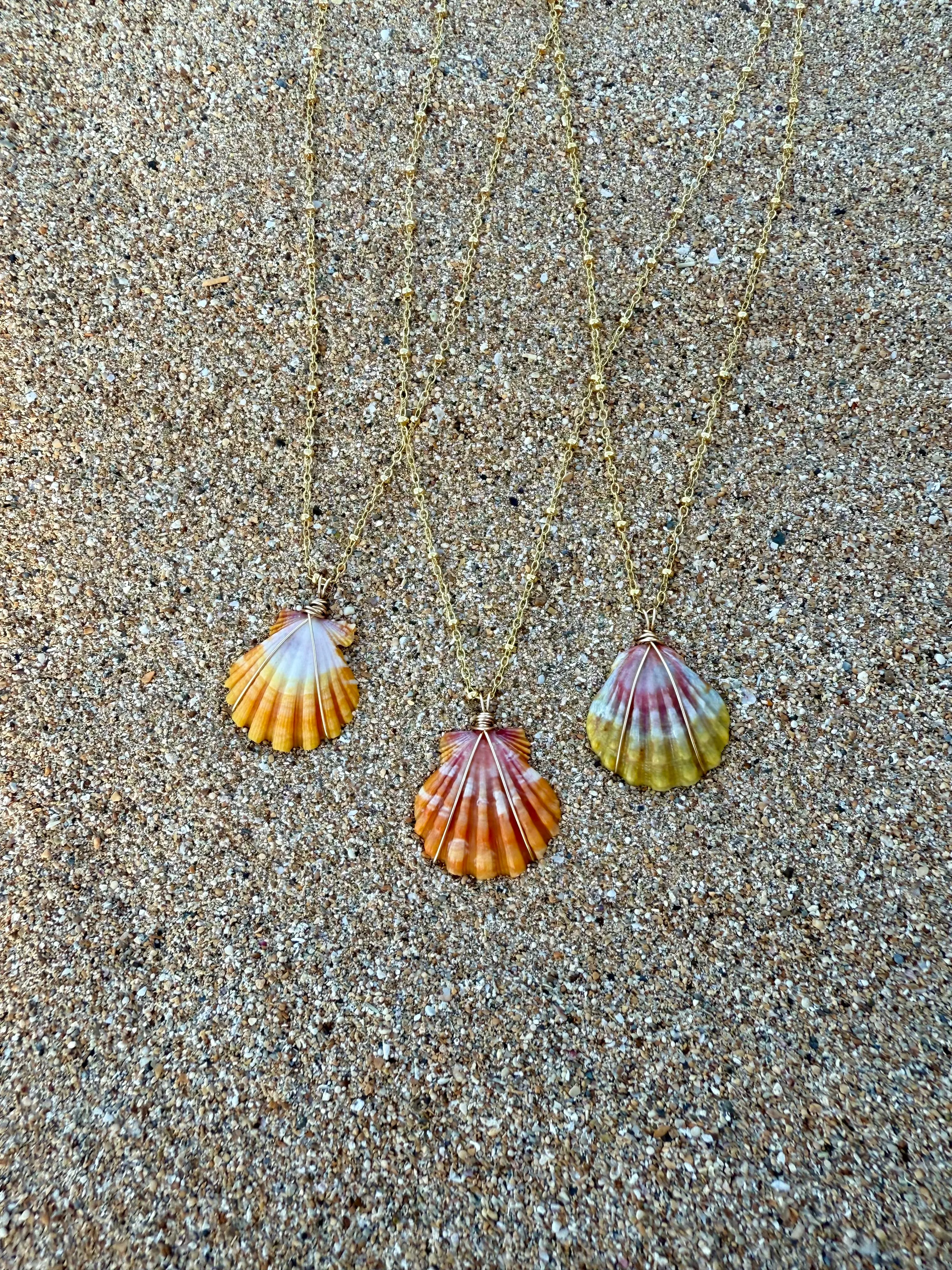 Wrapped Sunrise Shell Necklaces