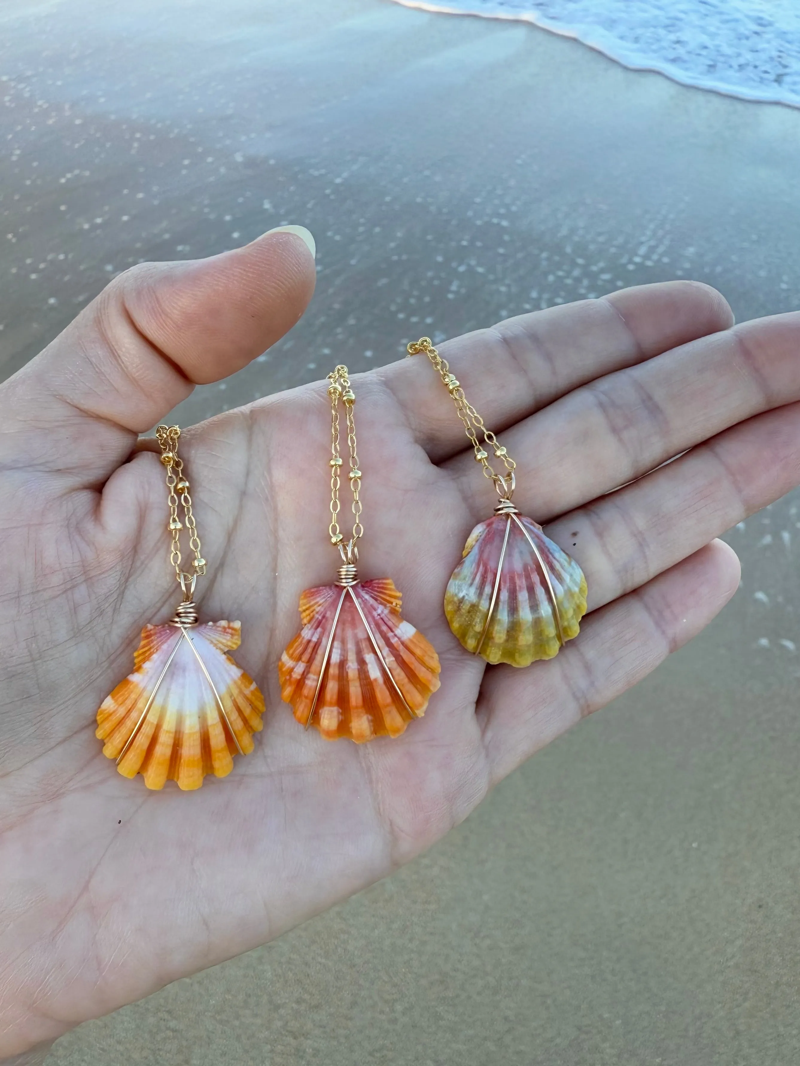 Wrapped Sunrise Shell Necklaces