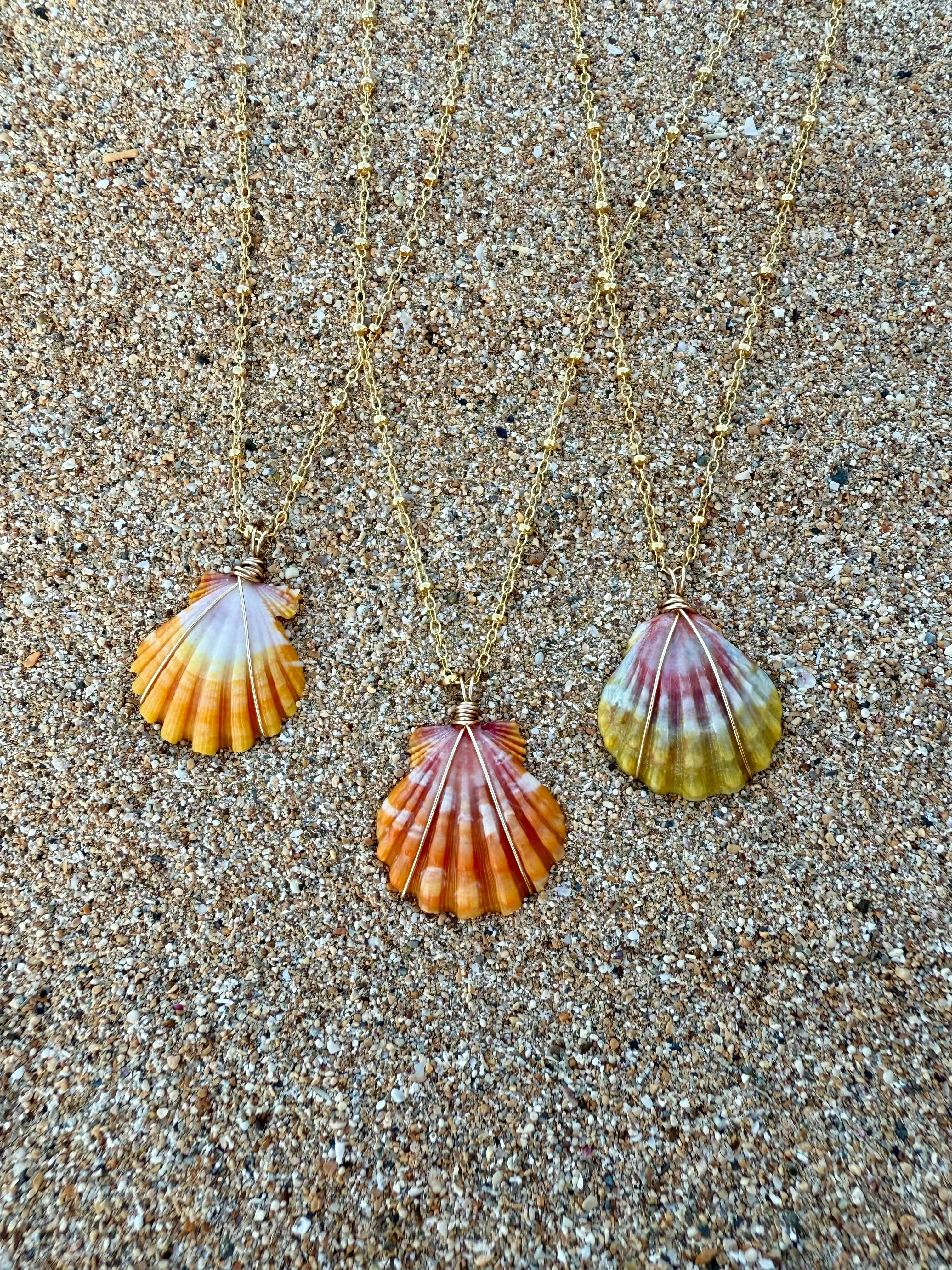 Wrapped Sunrise Shell Necklaces