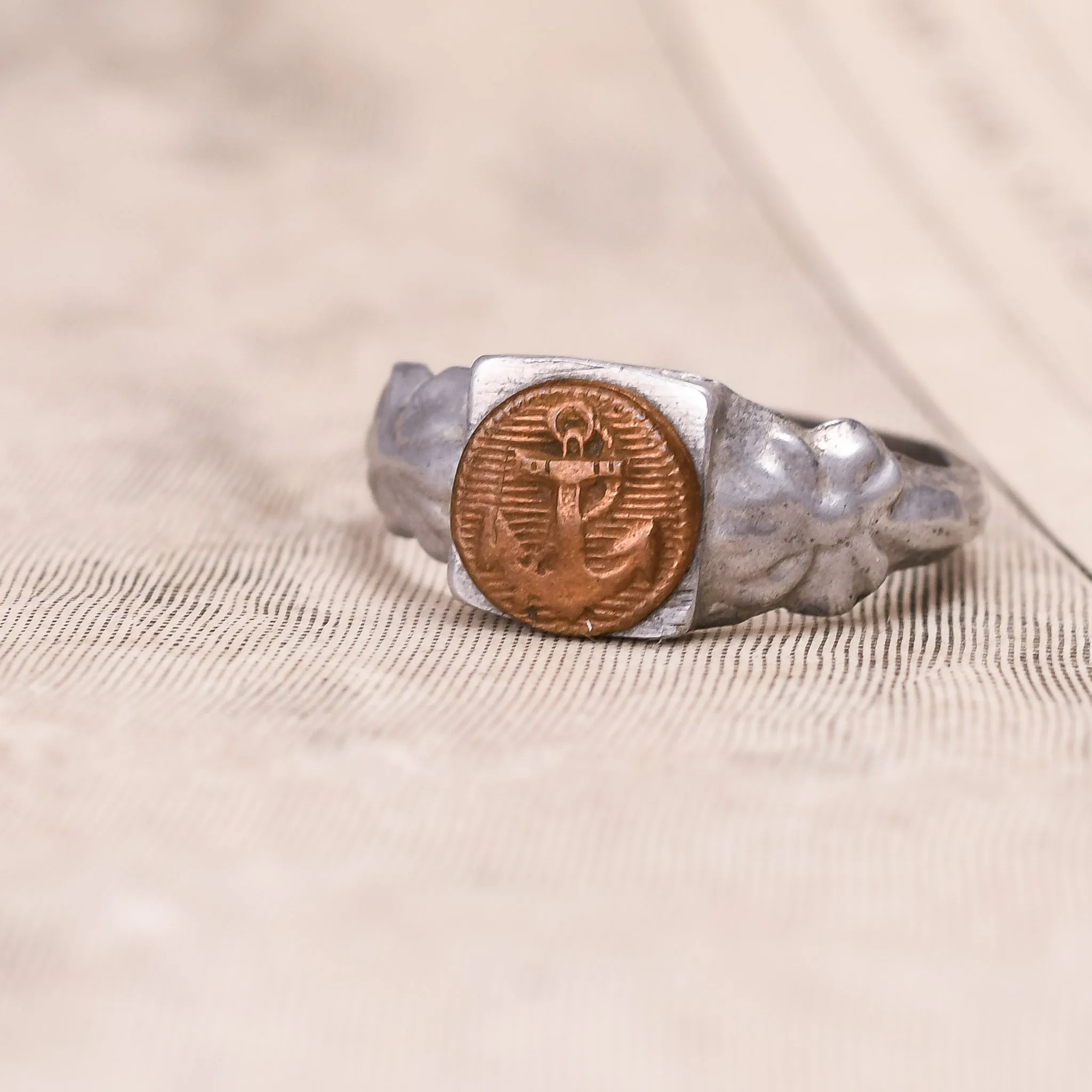 WW1 Trench Art Fouled Anchor Signet Ring
