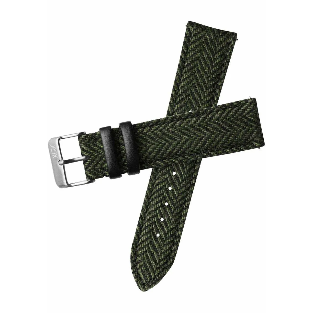 Xeric 20mm Herringbone Tweed Green Strap Silver Buckle