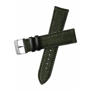 Xeric 20mm Herringbone Tweed Green Strap Silver Buckle