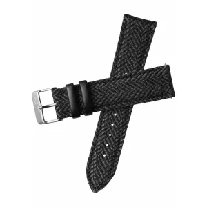 Xeric 22mm Herringbone Tweed Black Strap Silver Buckle