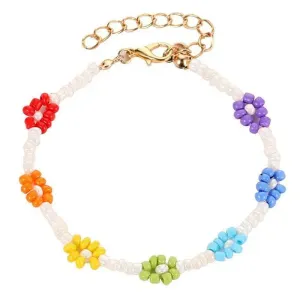 Y2K Floral Beaded Bracelets with Elastic Cord for Easy Wear
