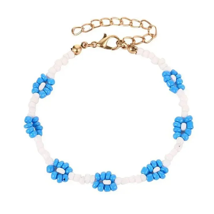 Y2K Floral Beaded Bracelets with Elastic Cord for Easy Wear