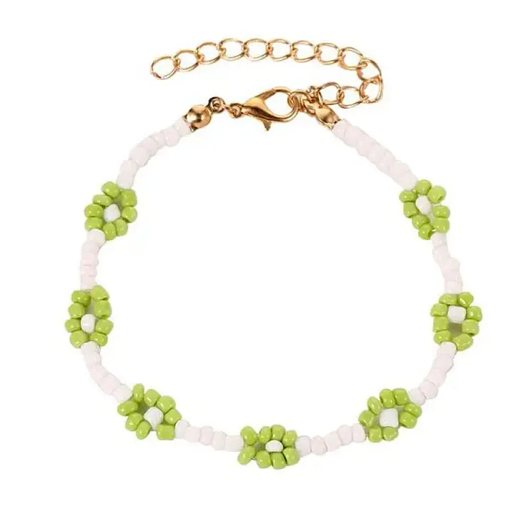 Y2K Floral Beaded Bracelets with Elastic Cord for Easy Wear