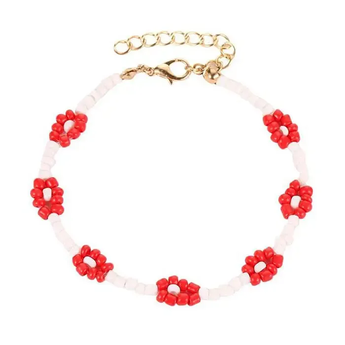 Y2K Floral Beaded Bracelets with Elastic Cord for Easy Wear