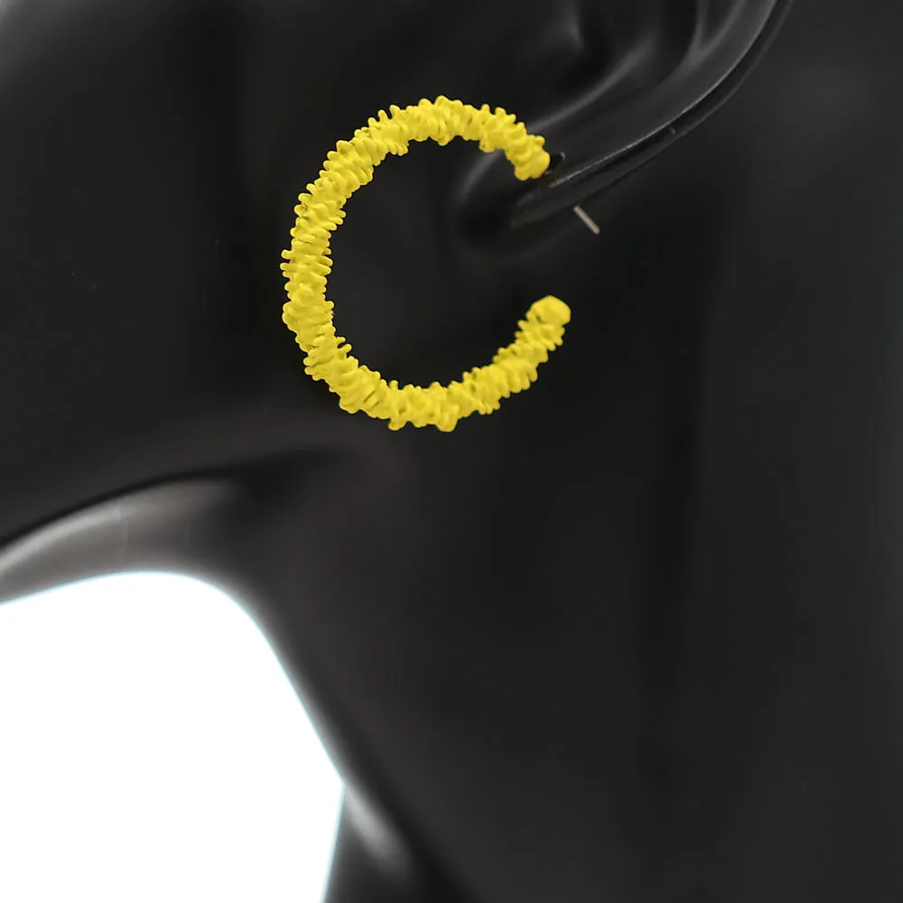 Yellow Crinkle Mini Hoop Earrings