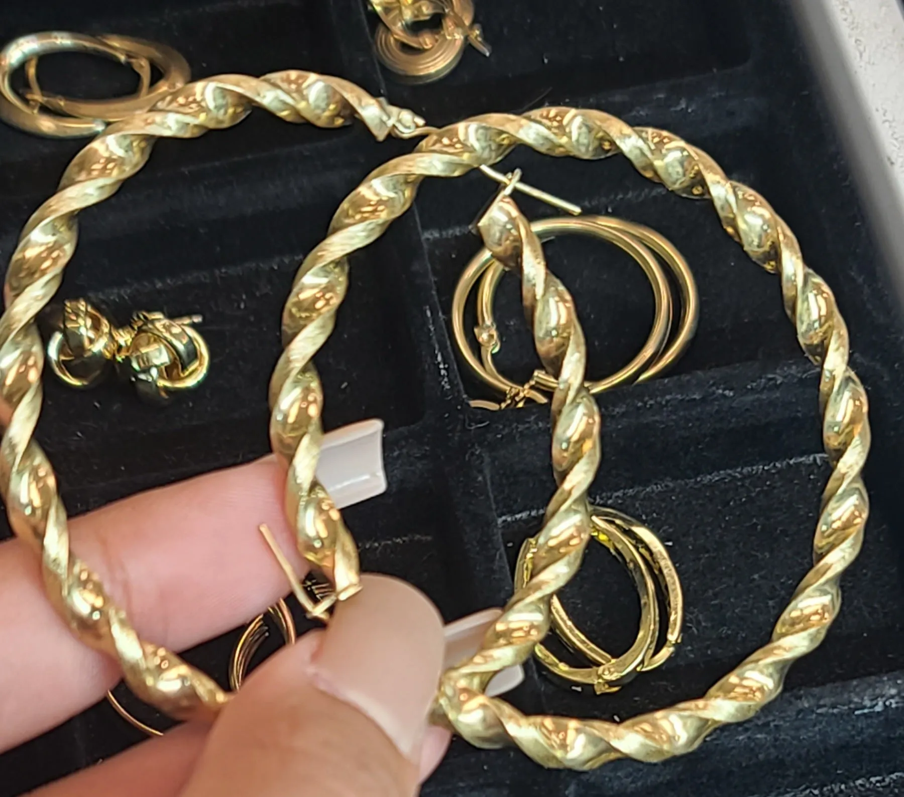 Yellow Gold Hoop Earrings with Twist Design