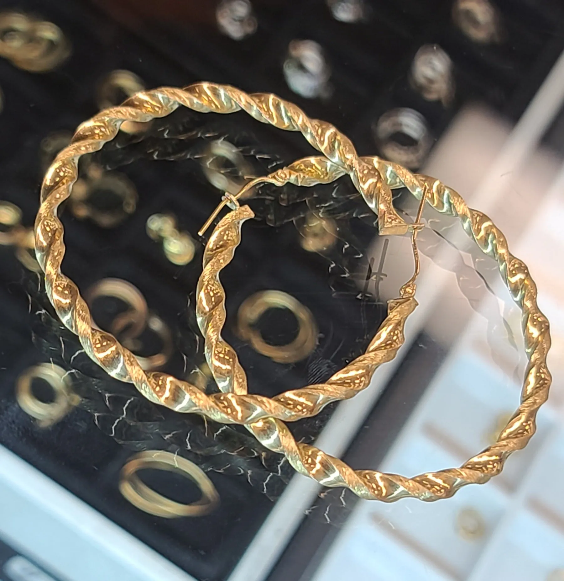 Yellow Gold Hoop Earrings with Twist Design